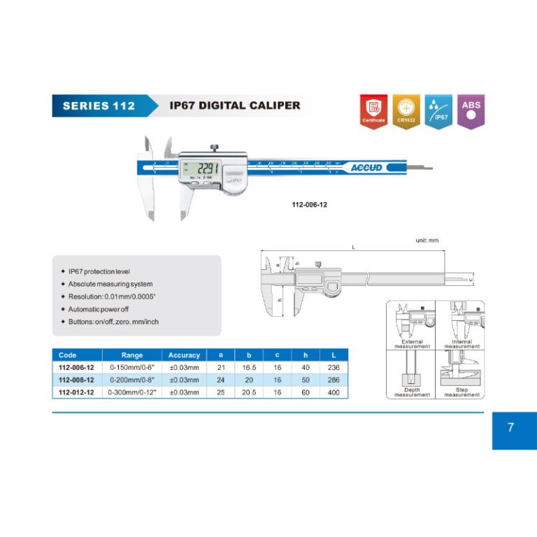 ACCUD DIGITAL CALIPER COOLANT PROOF IP67 - STF Tool & Industrial